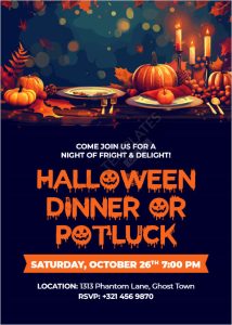 Halloween Dinner or Potluck Invitation Template