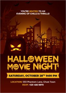 Halloween Movie Night Invitation Template