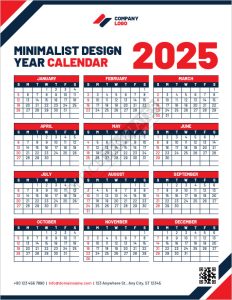 Minimalist Design Year Calendar Template