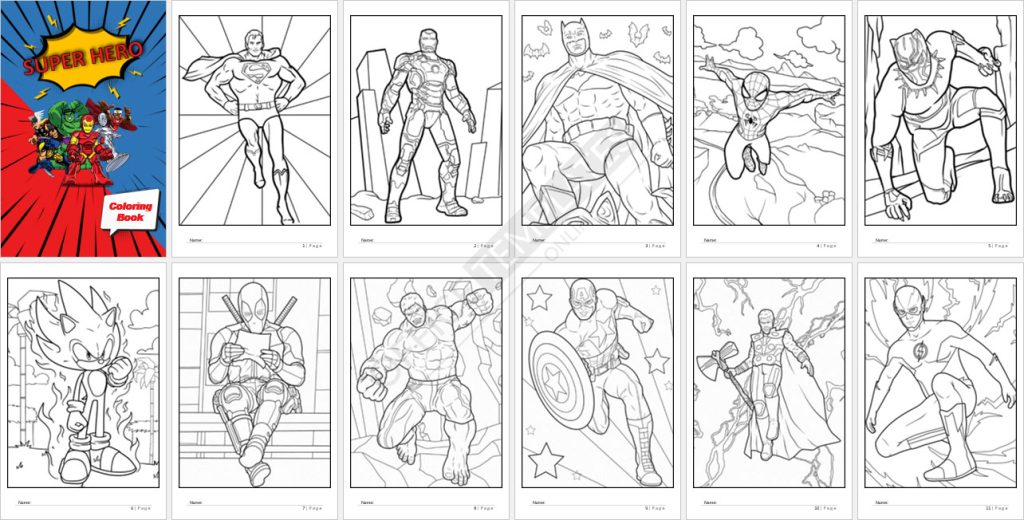 Superhero Coloring Book Template