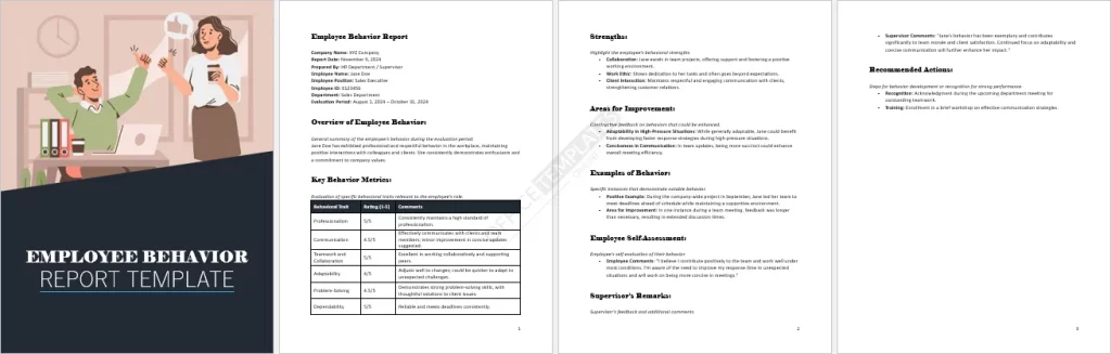 Employee Behavior Report Template