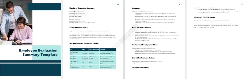 Employee Evaluation Summary Template
