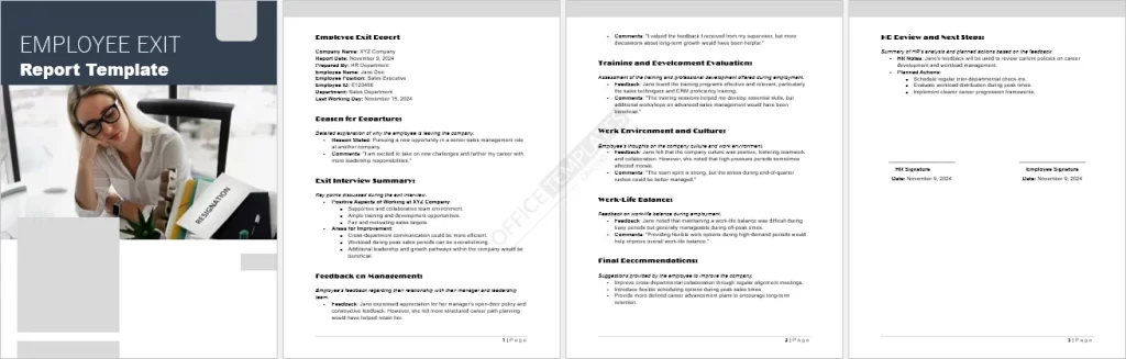 Employee Exit Report Template