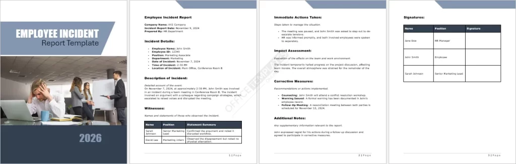 Employee Incident Report Template