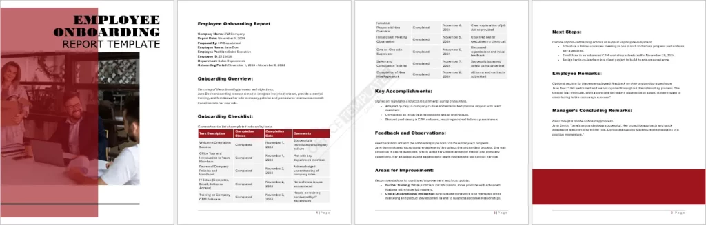 Employee Onboarding Report Template