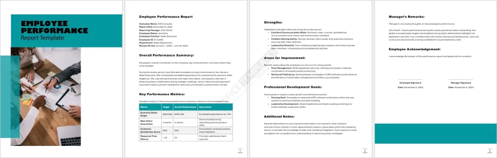 Employee Performance Report Template