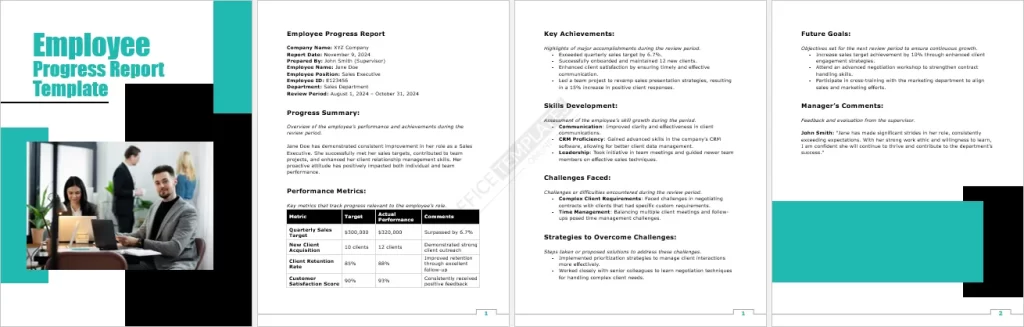 Employee Progress Report Template