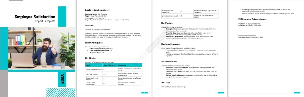 Employee Satisfaction Report Template