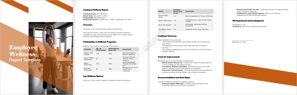 Employee Wellness Report Template
