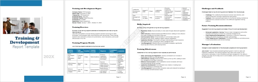 Training and Development Report Template