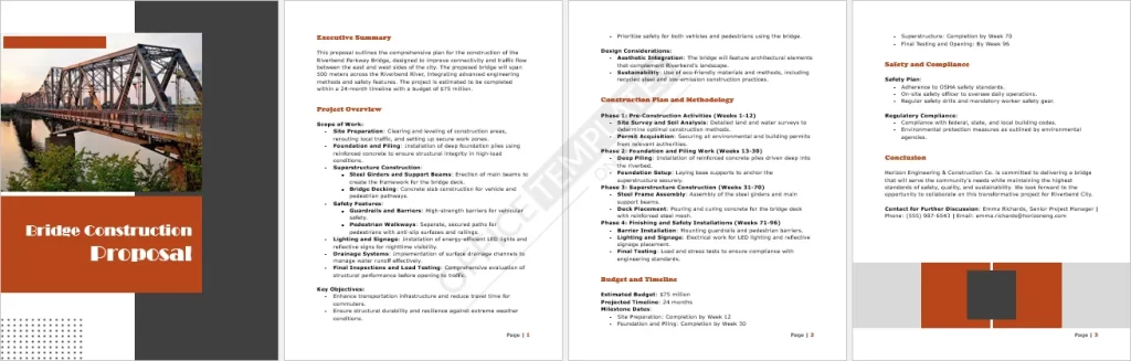 Bridge Construction Proposal Template