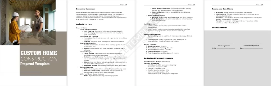Custom Home Construction Proposal Template