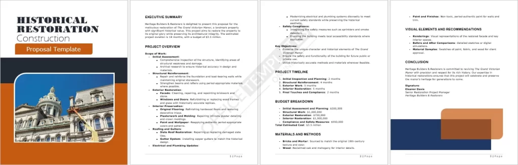 Historical Restoration Construction Proposal Template