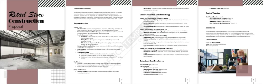 Retail Store Construction Proposal Template