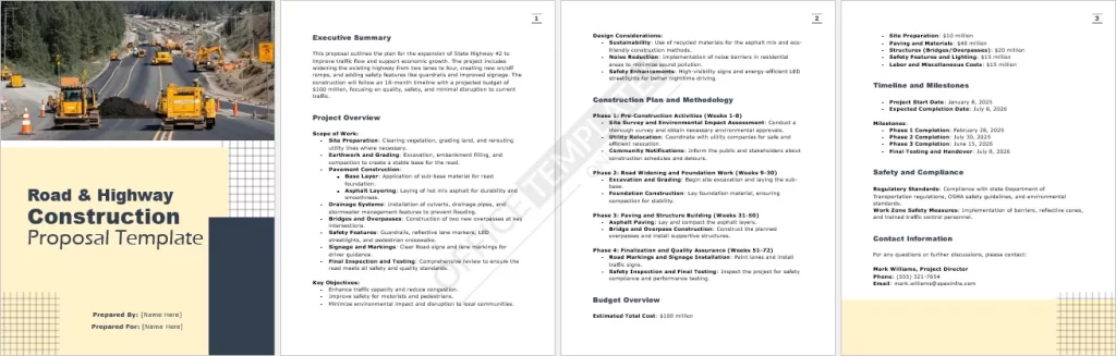 Road and Highway Construction Proposal Template