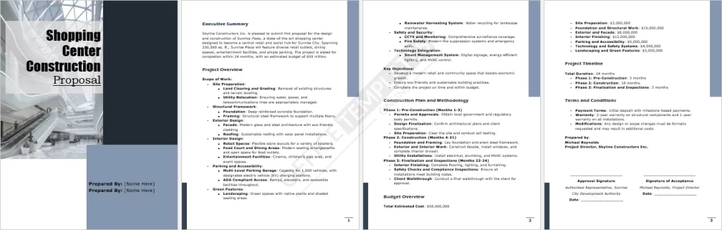 Shopping Center Construction Proposal Template
