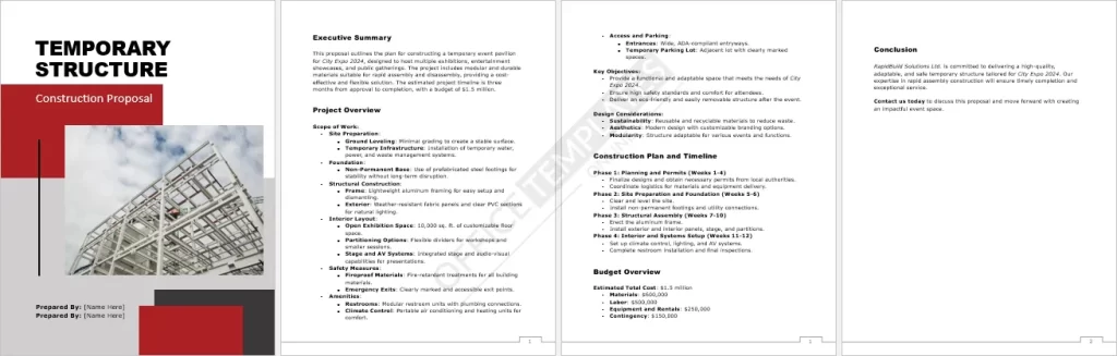 Temporary Structure Construction Proposal Template