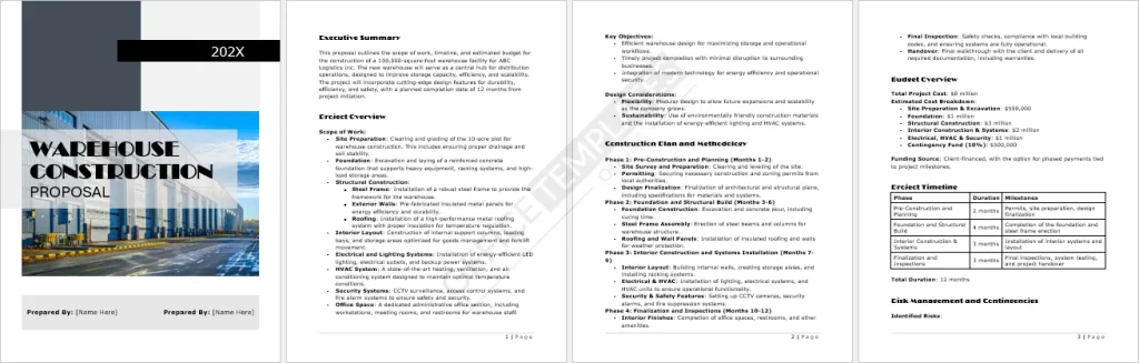 Warehouse Construction Proposal Template