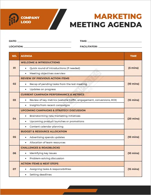 Marketing Meeting Agenda Template