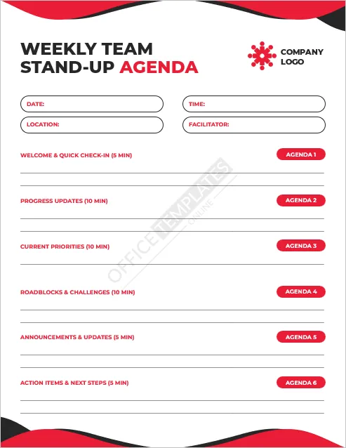Weekly Team Stand-up Agenda Template