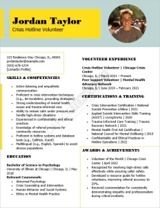Crisis Hotline Volunteer Resume Template