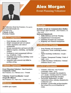 Event Planning Volunteer Resume Template