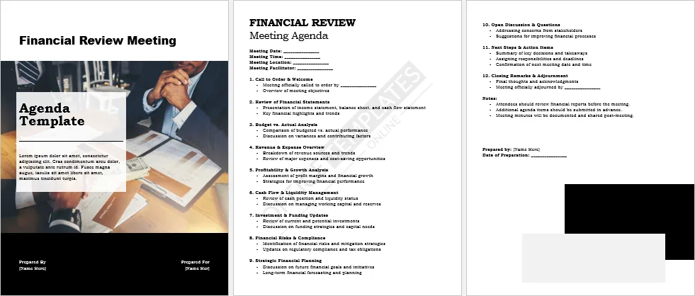 Financial Review Meeting Agenda Template