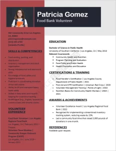 Food Bank Volunteer Resume Template