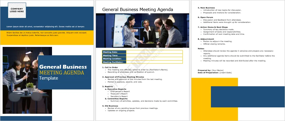 General Business Meeting Agenda Template
