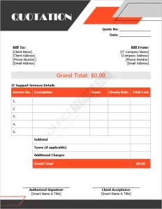 IT Support Services Quotation Template