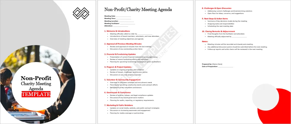 Non-Profit Charity Meeting Agenda Template