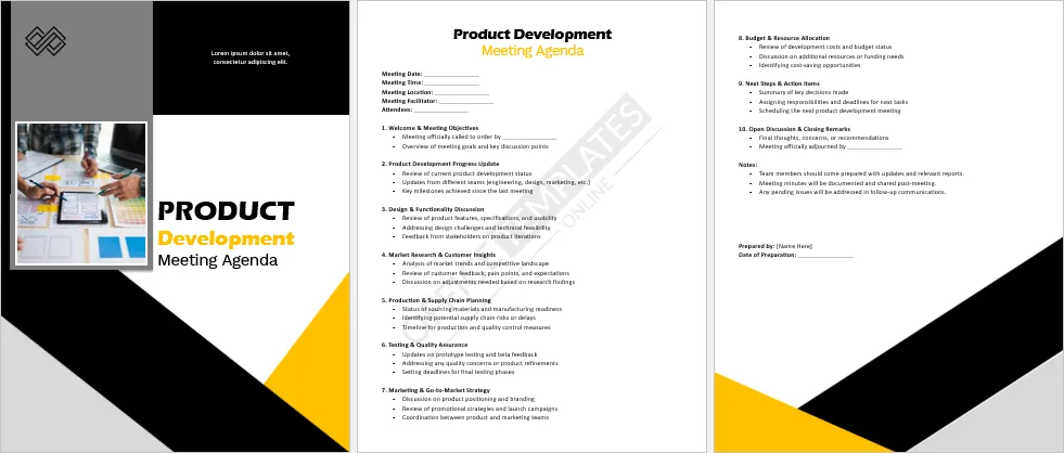 Product Development Meeting Agenda Template