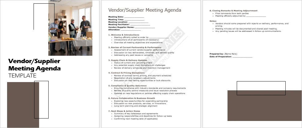 Vendor-Supplier Meeting Agenda Template