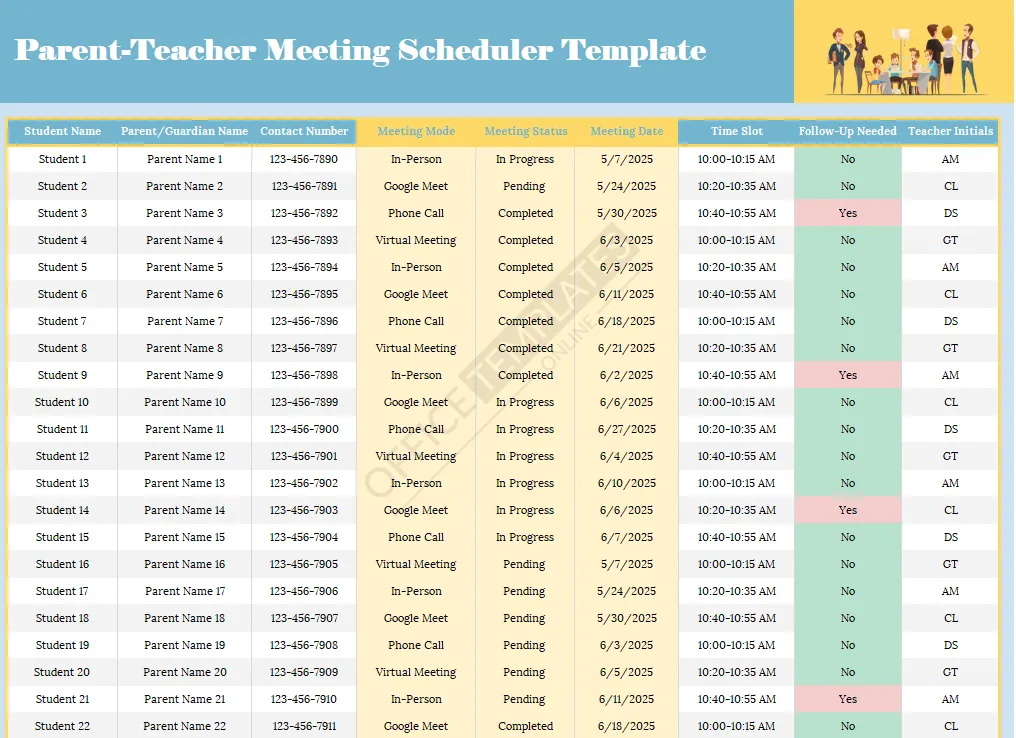 Parent-Teacher Meeting Scheduler Template