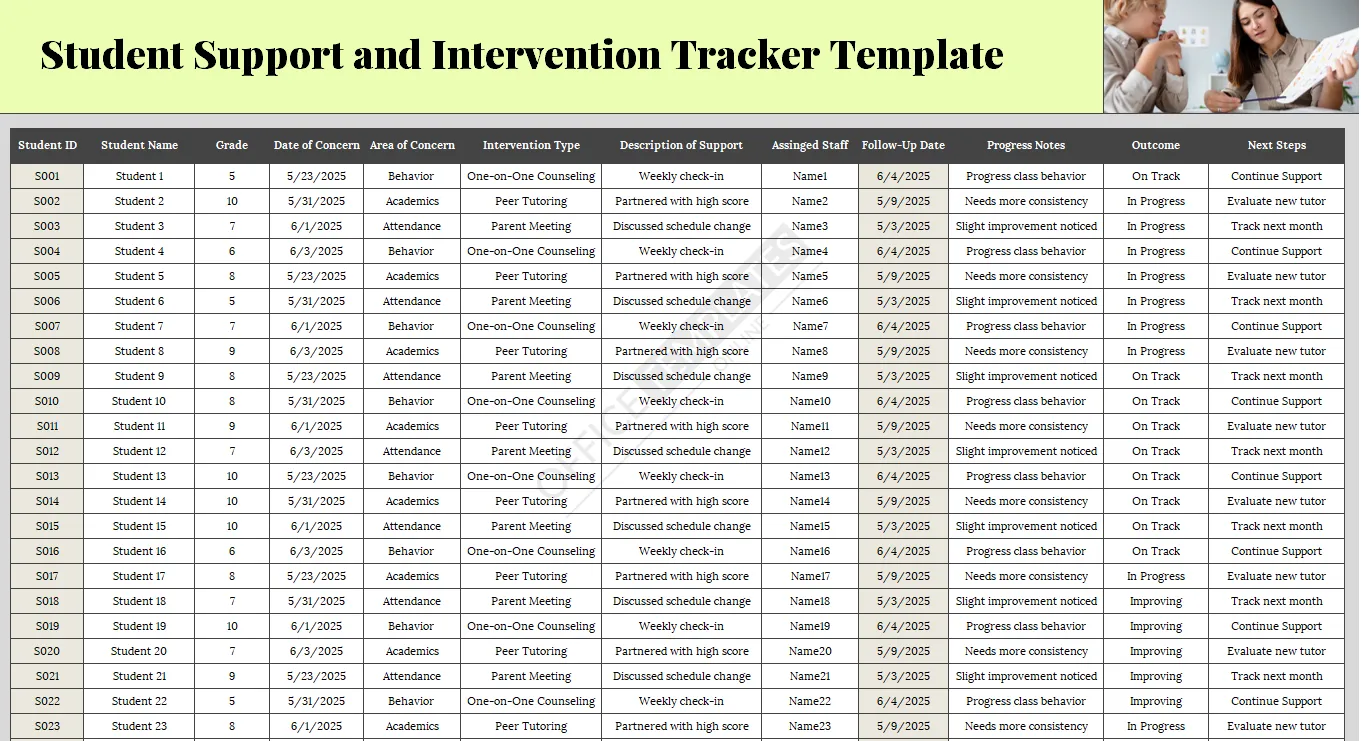Student Support and Intervention Tracker Template