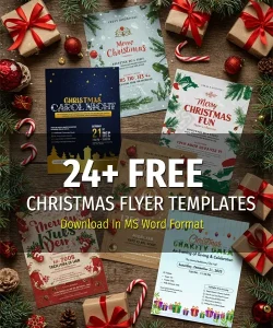 Collection of free editable Christmas flyer templates in Word format for parties, events, and holiday celebrations.