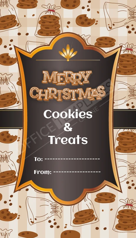 Printable Cookie & Treat Bag Christmas label template for holiday baked goods in Microsoft Word.