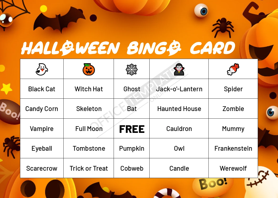 Halloween Bingo Card Template