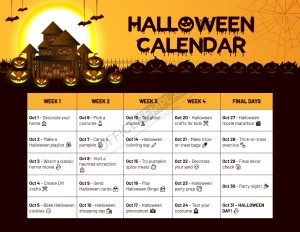 Halloween Calendar Template