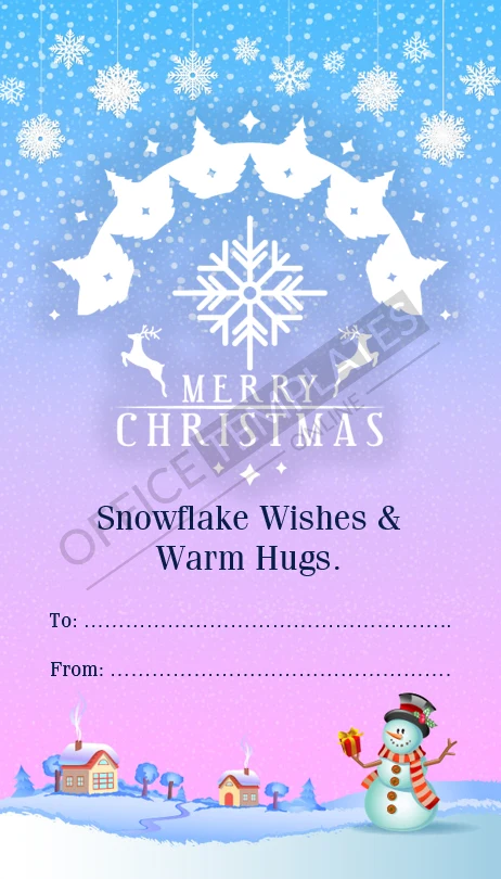 Snowflake Wonderland Christmas gift tag template with elegant snowflake design editable in Microsoft Word.