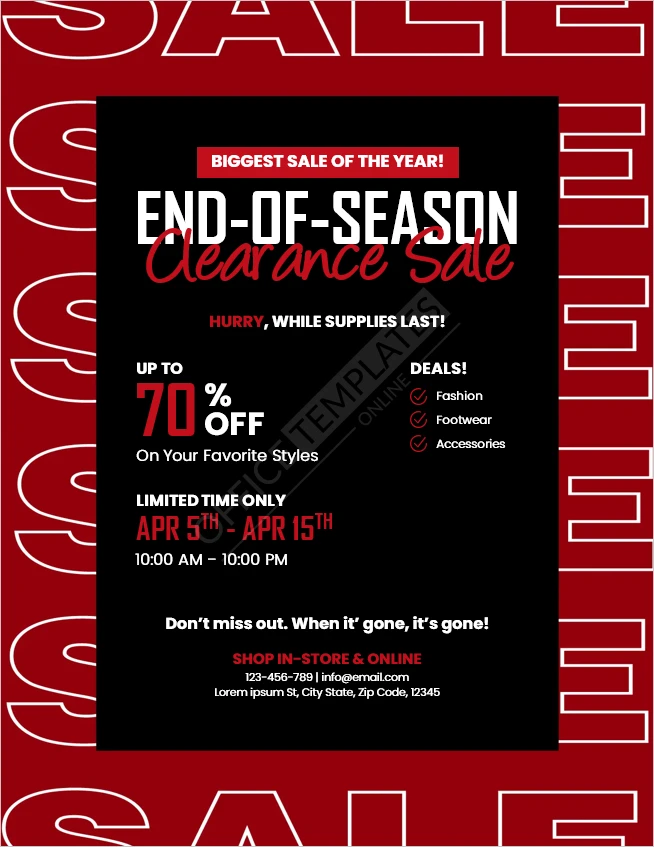 End-of-Season Clearance Flyer Template (Free Editable Word File)