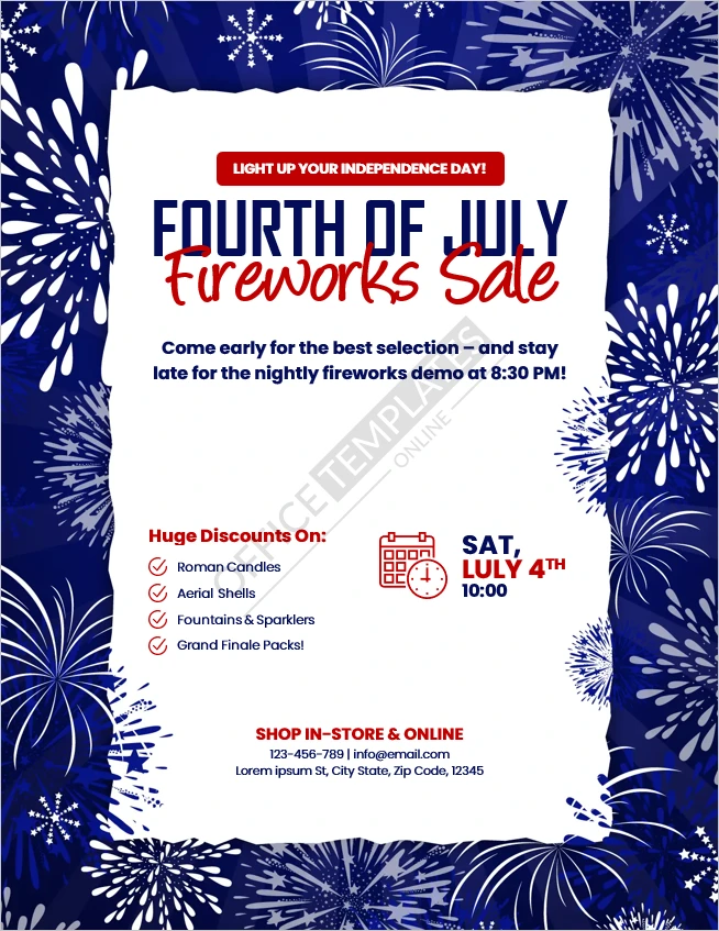 Fourth of July Fireworks Sale Flyer Template (Free Word Download)