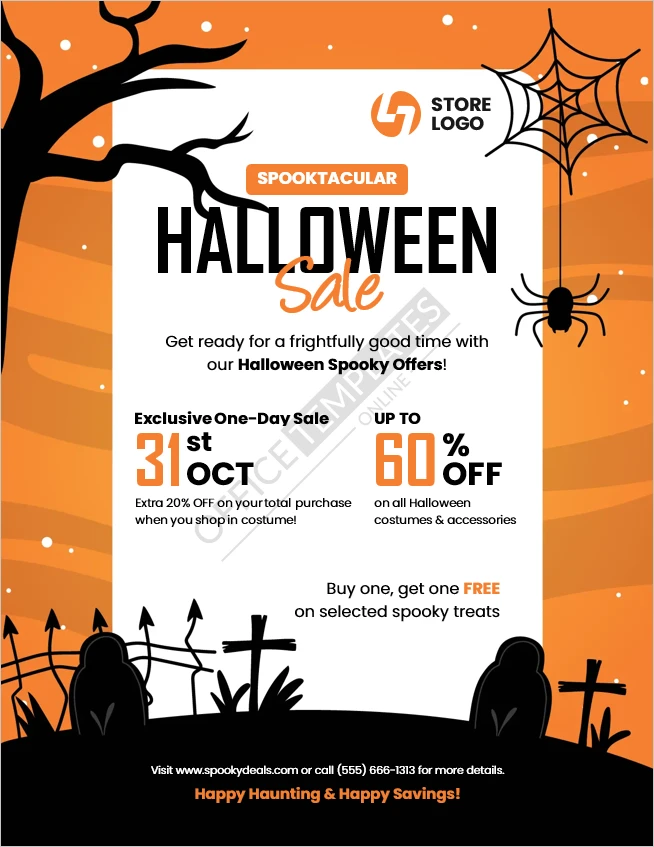 Halloween Spooky Offers Flyer Template (Free Editable Word File)