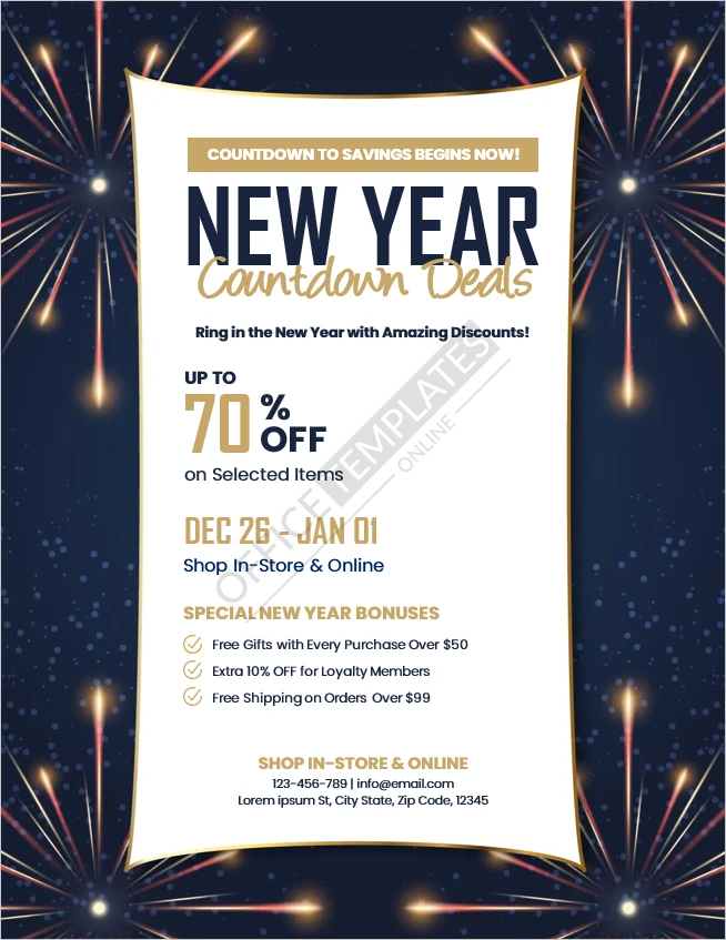 New Year Countdown Deals Flyer Template (Free MS Word Download)