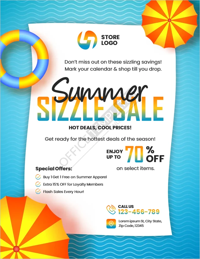 Summer Sizzle Sale Flyer Template (Free MS Word Download)