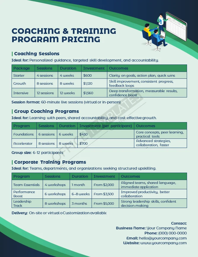 Coaching & Training Program Pricing Template
