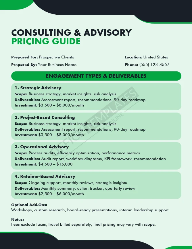 Consulting & Advisory Pricing Guide Template
