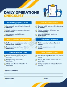 Daily Operations Checklist