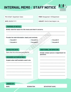 Internal Memo / Staff Notice Template (Word)