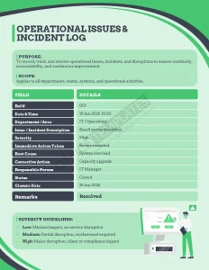 Operational Issues & Incident Log Template